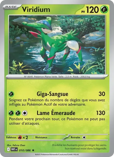 Carte Pokémon Viridium 010/086, extension Flamme Blanche