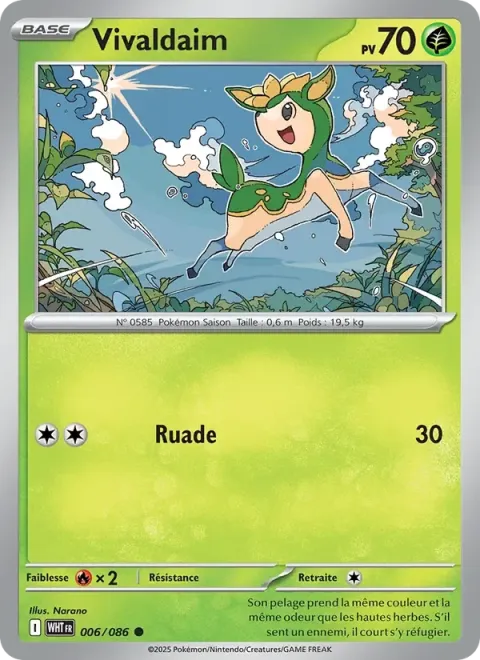 Carte Pokémon Vivaldaim 006/086, extension Flamme Blanche