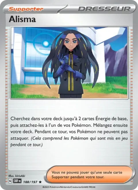 Carte Pokémon Alisma 188/197, extension Flammes Obsidiennes