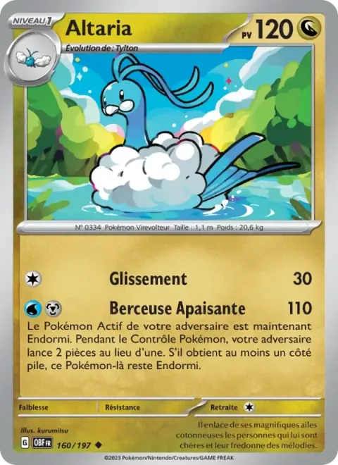 Carte Pokémon Altaria 160/197, extension Flammes Obsidiennes