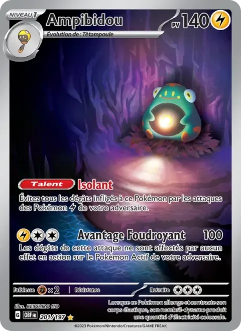 Carte Pokémon Ampibidou 201/197, extension Flammes Obsidiennes