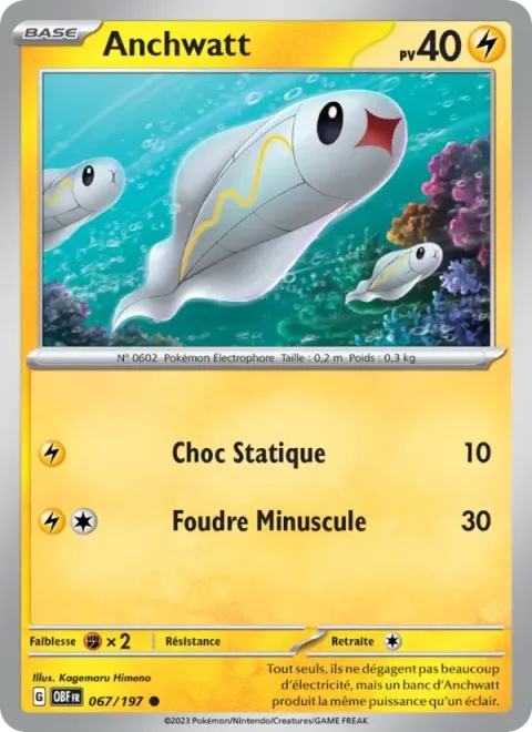 Carte Pokémon Anchwatt 067/197, extension Flammes Obsidiennes