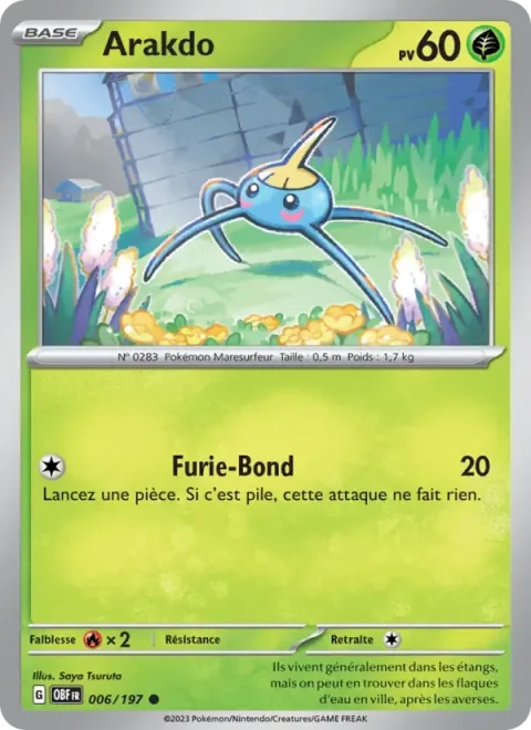 Carte Pokémon Arakdo 006/197, extension Flammes Obsidiennes