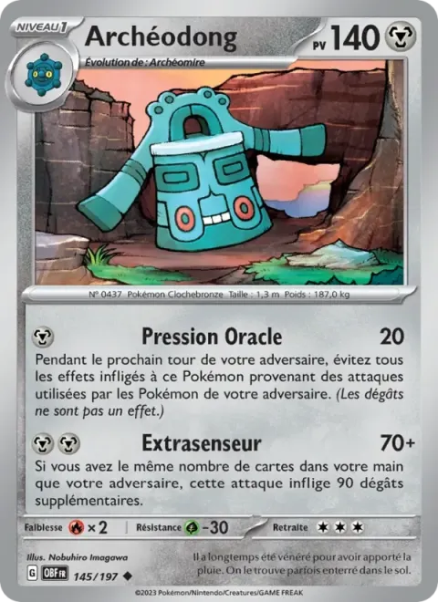 Carte Pokémon Archéodong 145/197, extension Flammes Obsidiennes