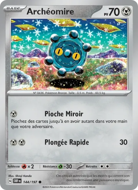Carte Pokémon Archéomire 144/197, extension Flammes Obsidiennes