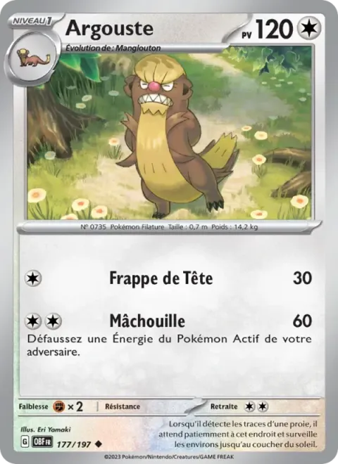 Carte Pokémon Argouste 177/197, extension Flammes Obsidiennes