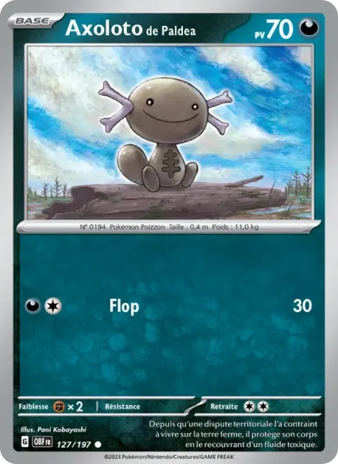Carte Pokémon Axoloto de Paldea 127/197, extension Flammes Obsidiennes