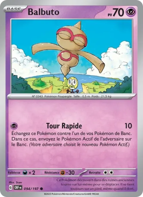 Carte Pokémon Balbuto 094/197, extension Flammes Obsidiennes