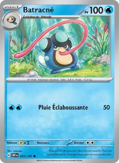Carte Pokémon Batracné 051/197, extension Flammes Obsidiennes