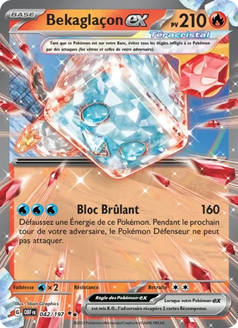 Carte Pokémon Bekaglaçon-ex 042/197, extension Flammes Obsidiennes