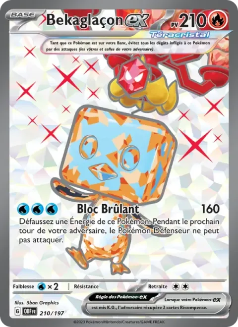 Carte Pokémon Bekaglaçon-ex 210/197, extension Flammes Obsidiennes