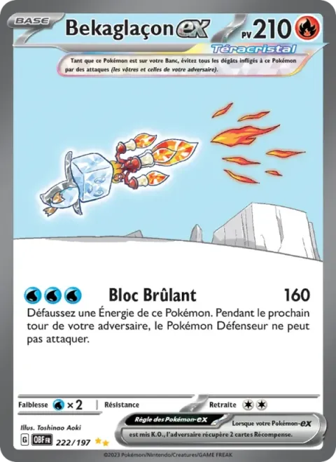 Carte Pokémon Bekaglaçon-ex 222/197, extension Flammes Obsidiennes