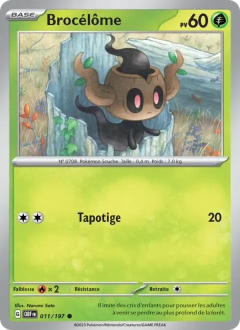 Carte Pokémon Brocélôme 011/197, extension Flammes Obsidiennes