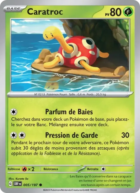 Carte Pokémon Caratroc 005/197, extension Flammes Obsidiennes