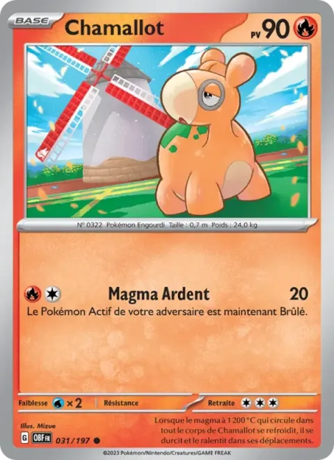 Carte Pokémon Chamallot 031/197, extension Flammes Obsidiennes