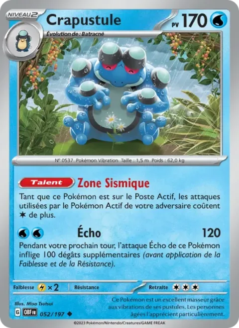 Carte Pokémon Crapustule 052/197, extension Flammes Obsidiennes