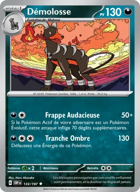 Carte Pokémon Démolosse 133/197, extension Flammes Obsidiennes