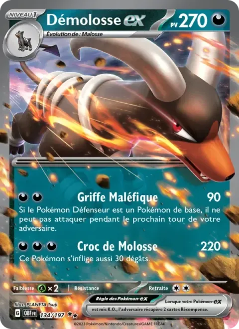 Carte Pokémon Démolosse-ex 134/197, extension Flammes Obsidiennes