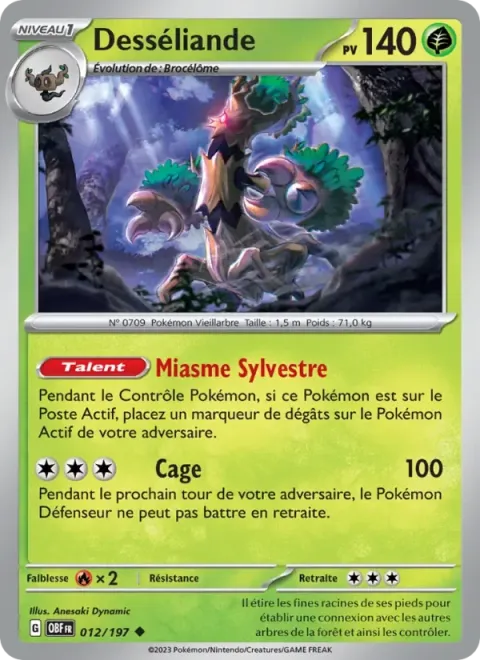 Carte Pokémon Desséliande 012/197, extension Flammes Obsidiennes