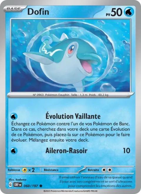 Carte Pokémon Dofin 060/197, extension Flammes Obsidiennes