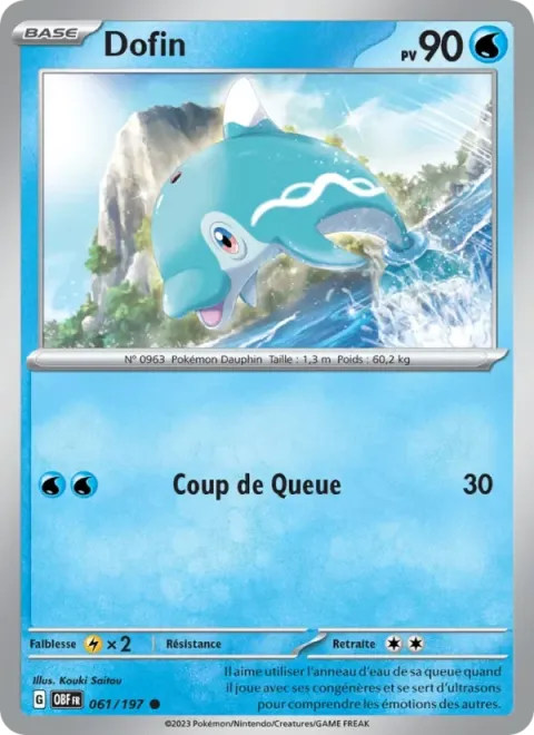Carte Pokémon Dofin 061/197, extension Flammes Obsidiennes