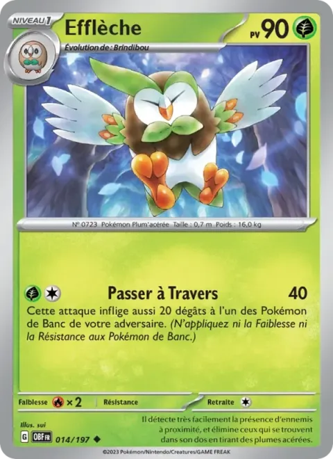 Carte Pokémon Efflèche 014/197, extension Flammes Obsidiennes