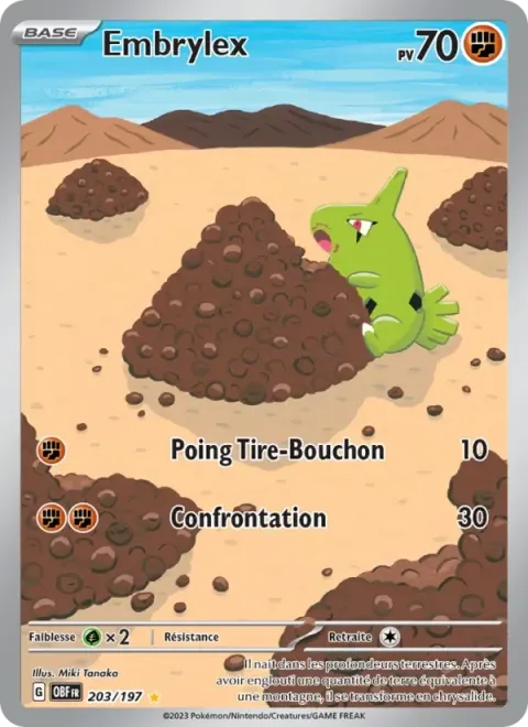 Carte Pokémon Embrylex 203/197, extension Flammes Obsidiennes