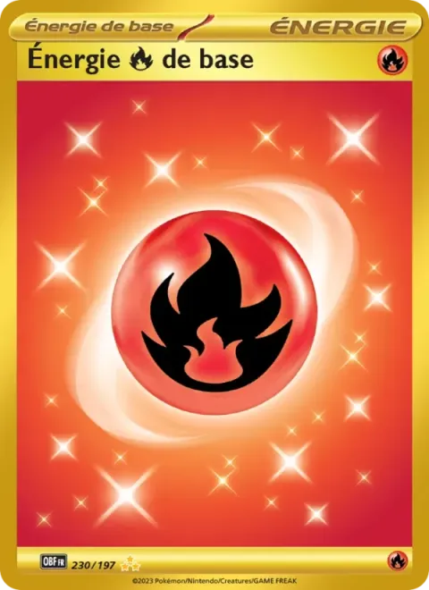 Carte Pokémon Énergie Feu de base 230/197, extension Flammes Obsidiennes