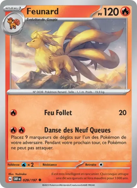 Carte Pokémon Feunard 029/197, extension Flammes Obsidiennes