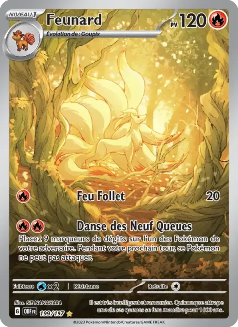 Carte Pokémon Feunard 199/197, extension Flammes Obsidiennes