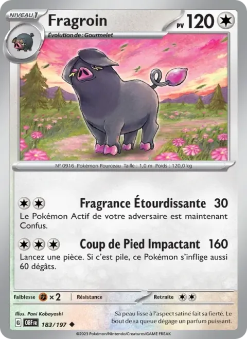 Carte Pokémon Fragroin 183/197, extension Flammes Obsidiennes