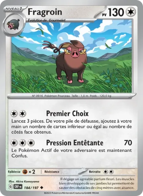 Carte Pokémon Fragroin 184/197, extension Flammes Obsidiennes