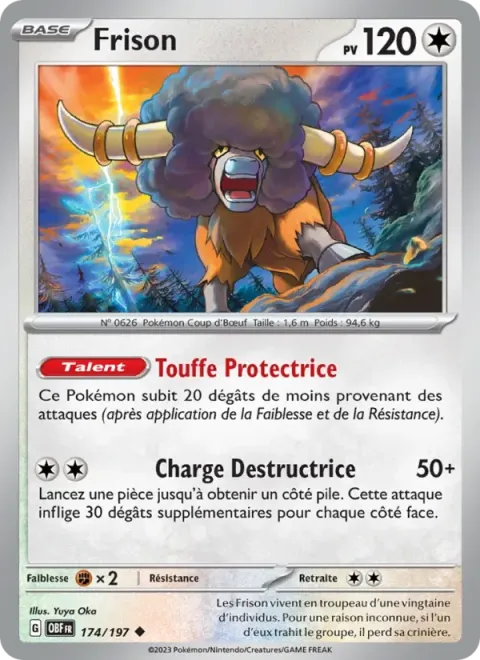 Carte Pokémon Frison 174/197, extension Flammes Obsidiennes