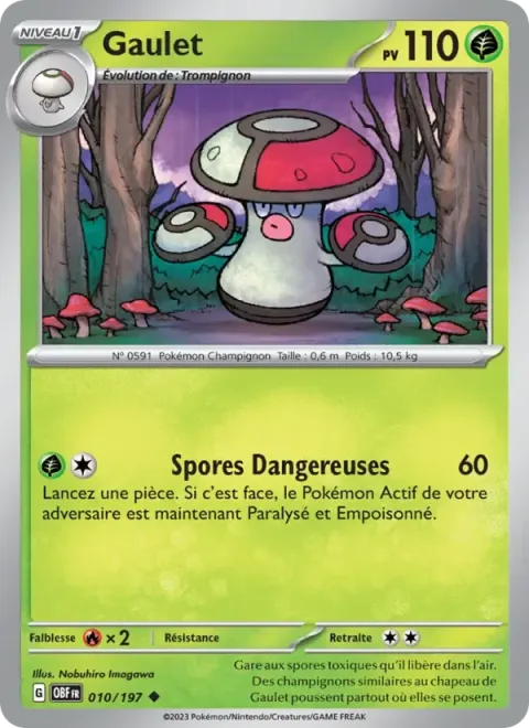 Carte Pokémon Gaulet 010/197, extension Flammes Obsidiennes