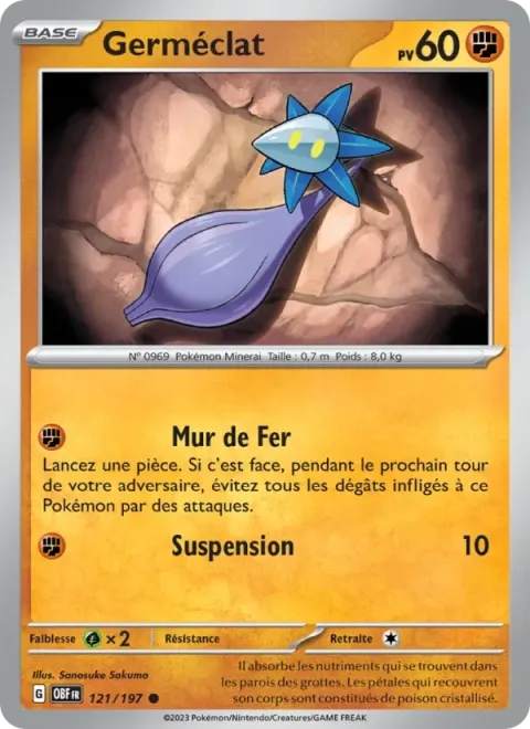 Carte Pokémon Germéclat 121/197, extension Flammes Obsidiennes