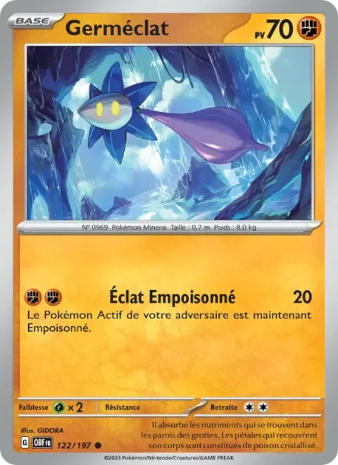 Carte Pokémon Germéclat 122/197, extension Flammes Obsidiennes