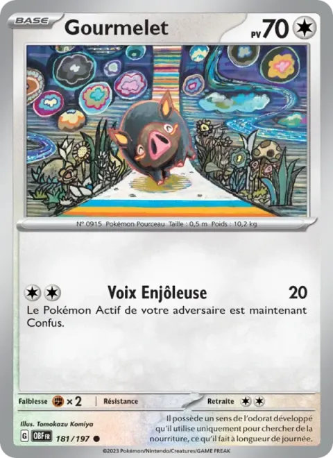 Carte Pokémon Gourmelet 181/197, extension Flammes Obsidiennes