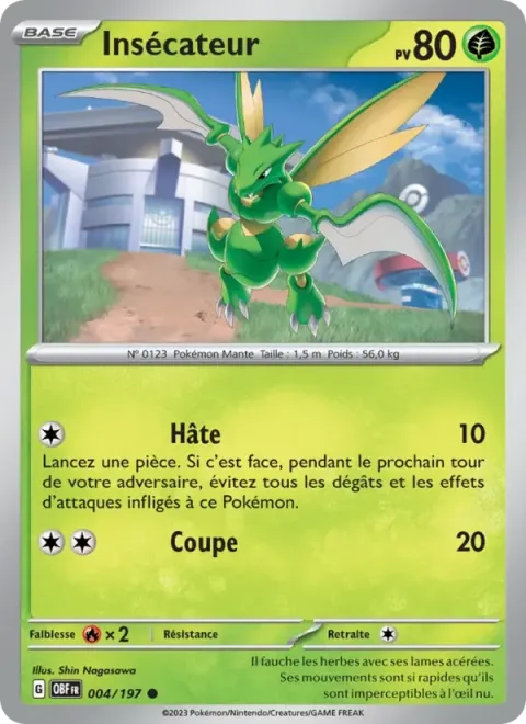 Carte Pokémon Insécateur 004/197, extension Flammes Obsidiennes