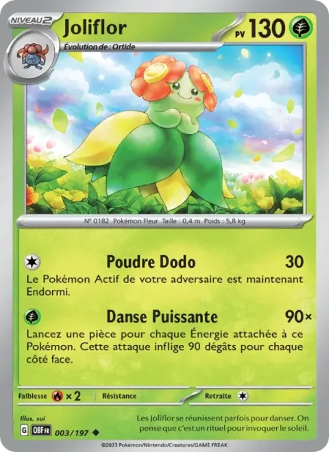 Carte Pokémon Joliflor 003/197, extension Flammes Obsidiennes