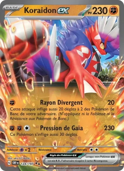 Carte Pokémon Koraidon-ex 124/197, extension Flammes Obsidiennes