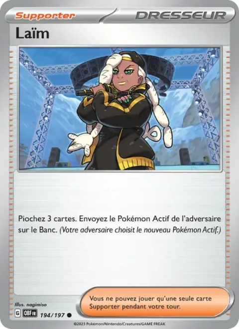 Carte Pokémon Laïm 194/197, extension Flammes Obsidiennes