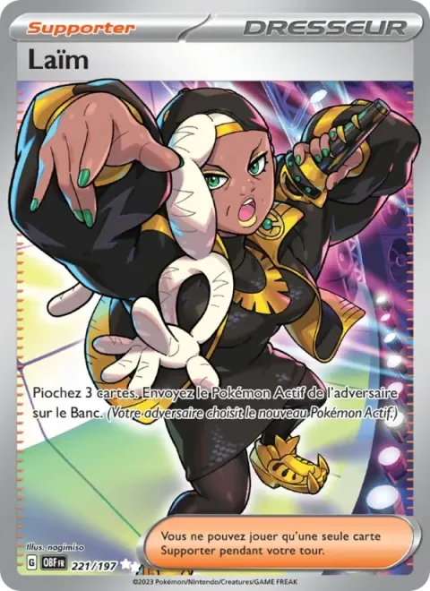Carte Pokémon Laïm 221/197, extension Flammes Obsidiennes