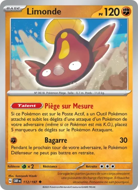 Carte Pokémon Limonde 112/197, extension Flammes Obsidiennes