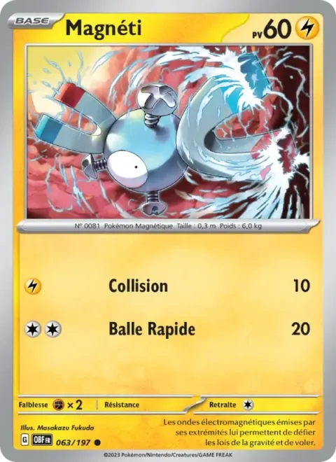 Carte Pokémon Magnéti 063/197, extension Flammes Obsidiennes