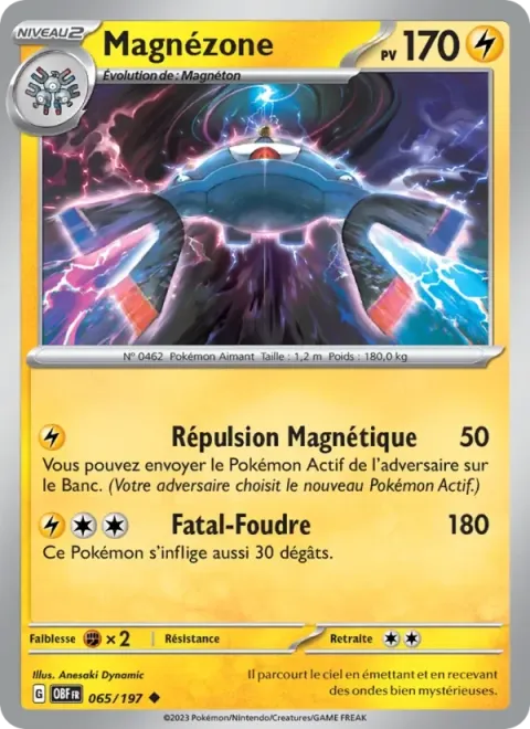 Carte Pokémon Magnézone 065/197, extension Flammes Obsidiennes