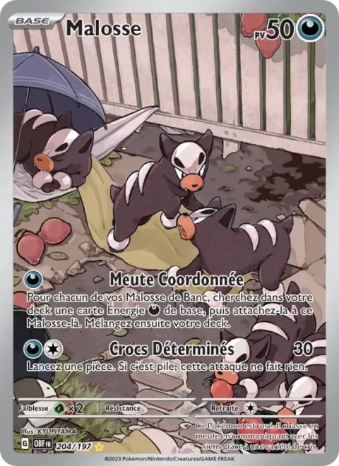 Carte Pokémon Malosse 204/197, extension Flammes Obsidiennes