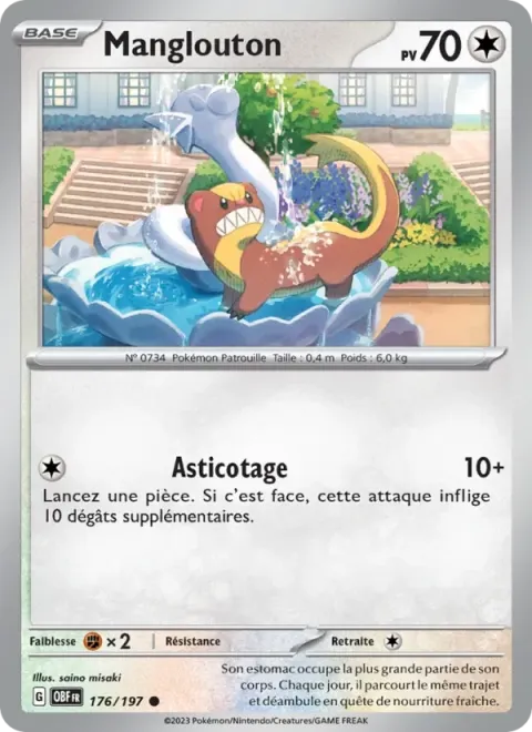 Carte Pokémon Manglouton 176/197, extension Flammes Obsidiennes