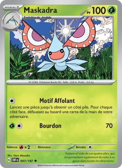 Carte Pokémon Maskadra 007/197, extension Flammes Obsidiennes