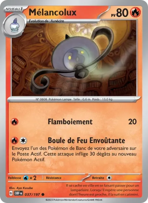 Carte Pokémon Mélancolux 037/197, extension Flammes Obsidiennes