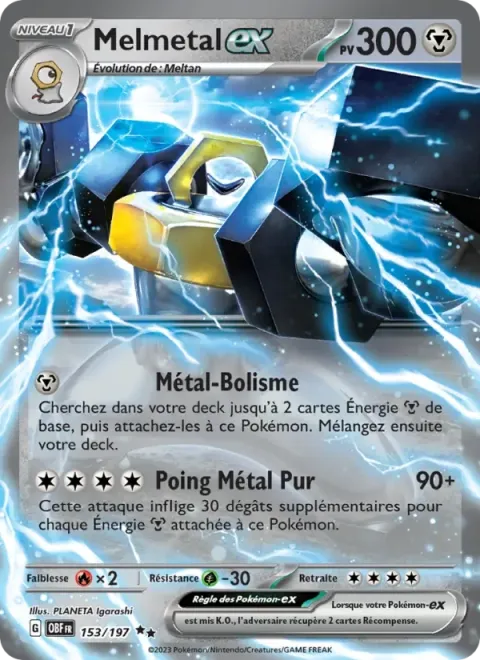 Carte Pokémon Melmetal-ex 153/197, extension Flammes Obsidiennes